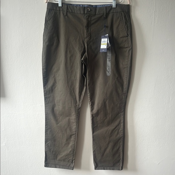 NWT Tommy Hilfiger | Green Trousers Flat Front Cotton Blend | Size 14 - Picture 1 of 6